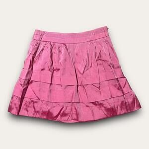 Y2K Shiny Pink Tiered Mini Skirt Inspira Size Small Preppy Barbie Balletcore